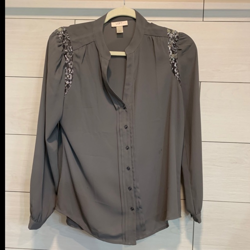 Gray Button Up Blouse